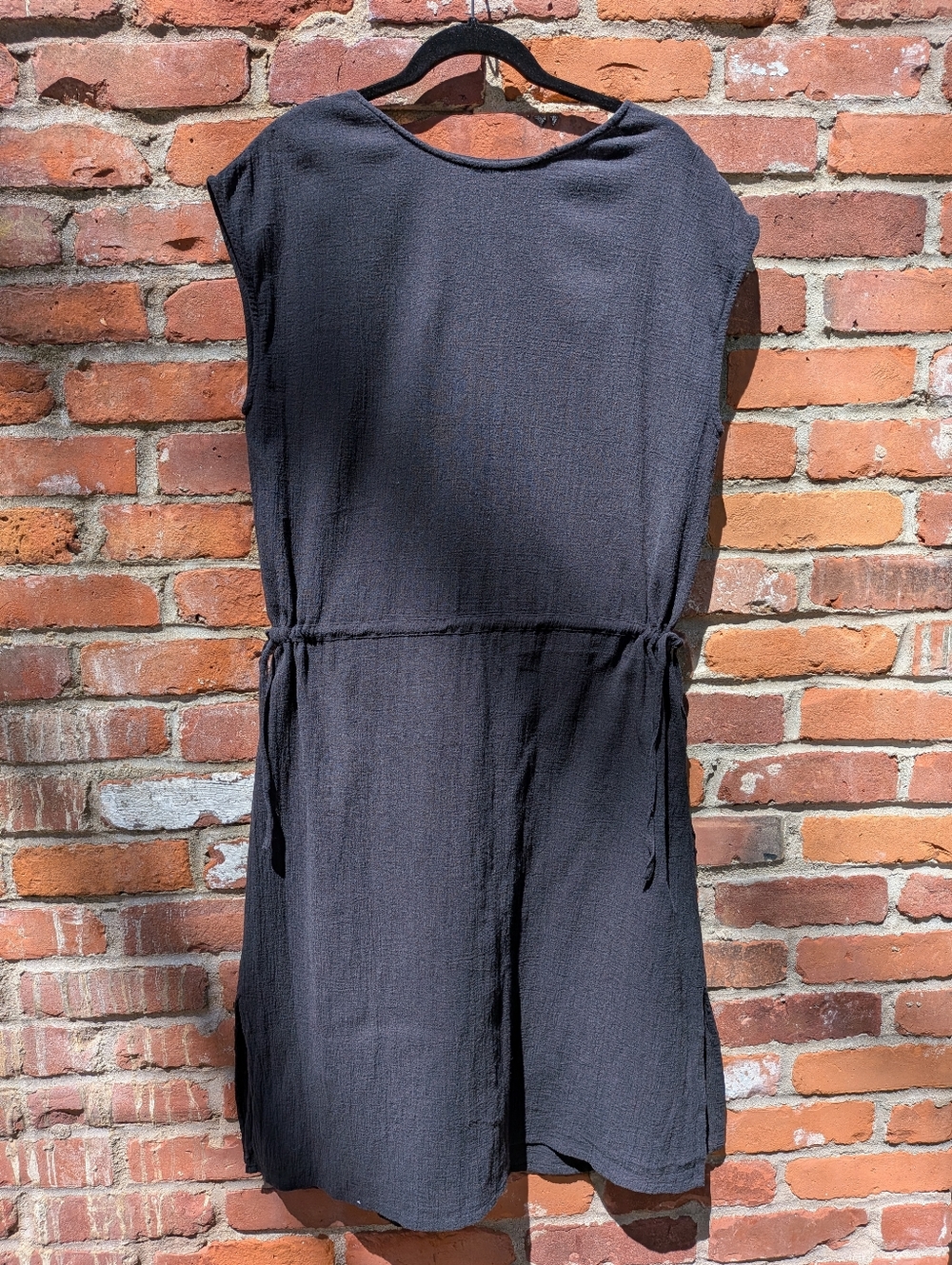 Gudrun Sjoden Black Gauze Dress With Drawstring Detailing Large